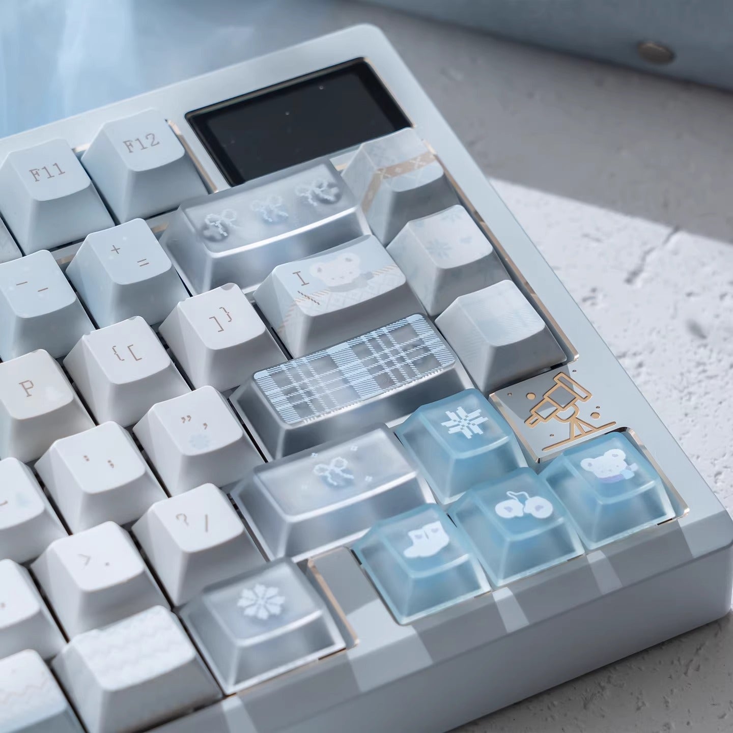 URE Winter Letter Cute Keycap Set, Cherry Profile, Dye Sub PBT + PC