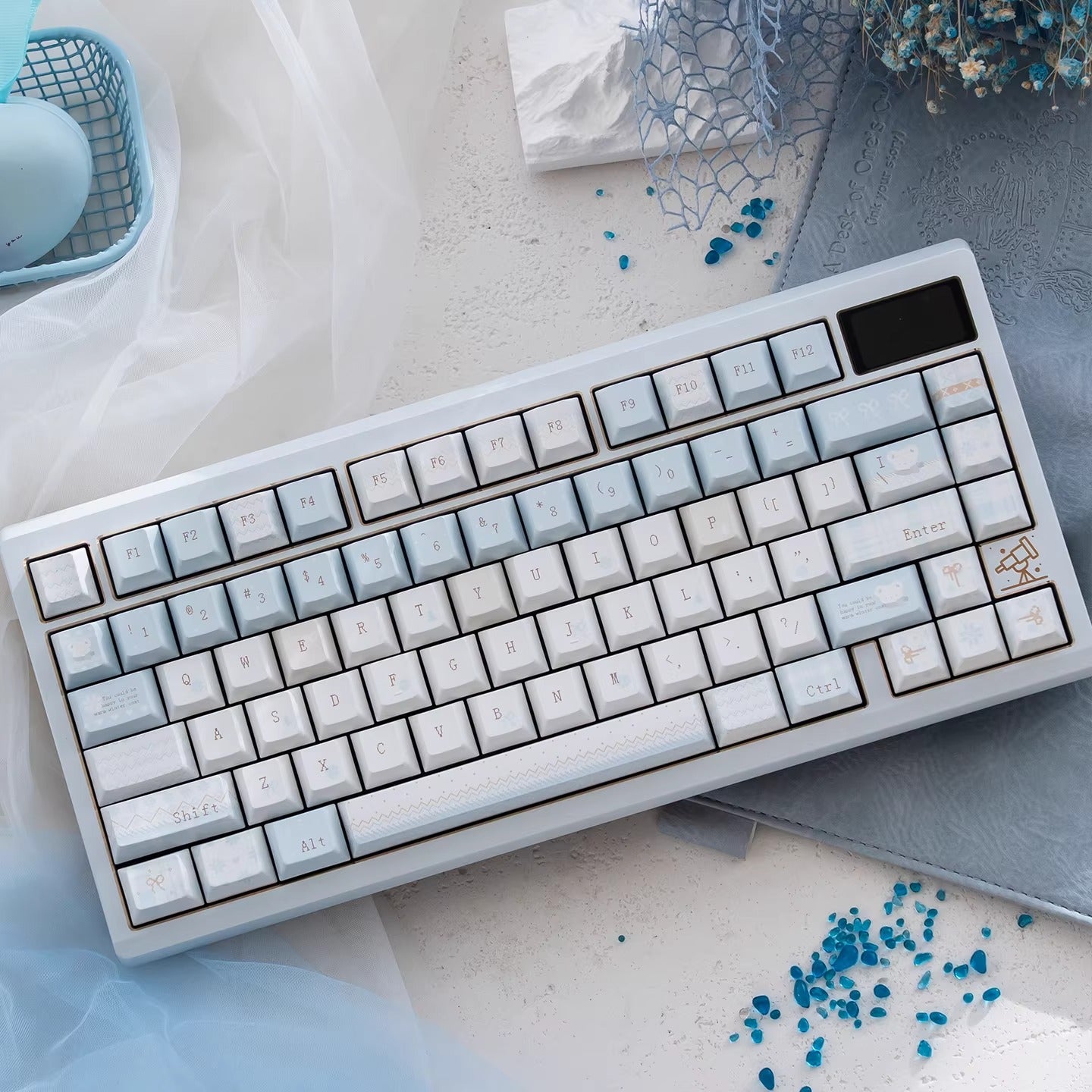URE Winter Letter Cute Keycap Set, Cherry Profile, Dye Sub PBT + PC