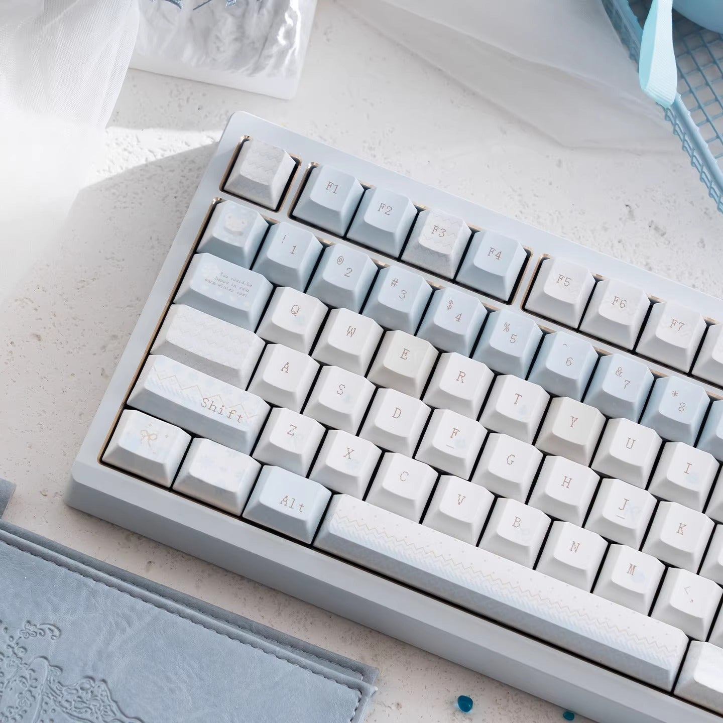 URE Winter Letter Cute Keycap Set, Cherry Profile, Dye Sub PBT + PC