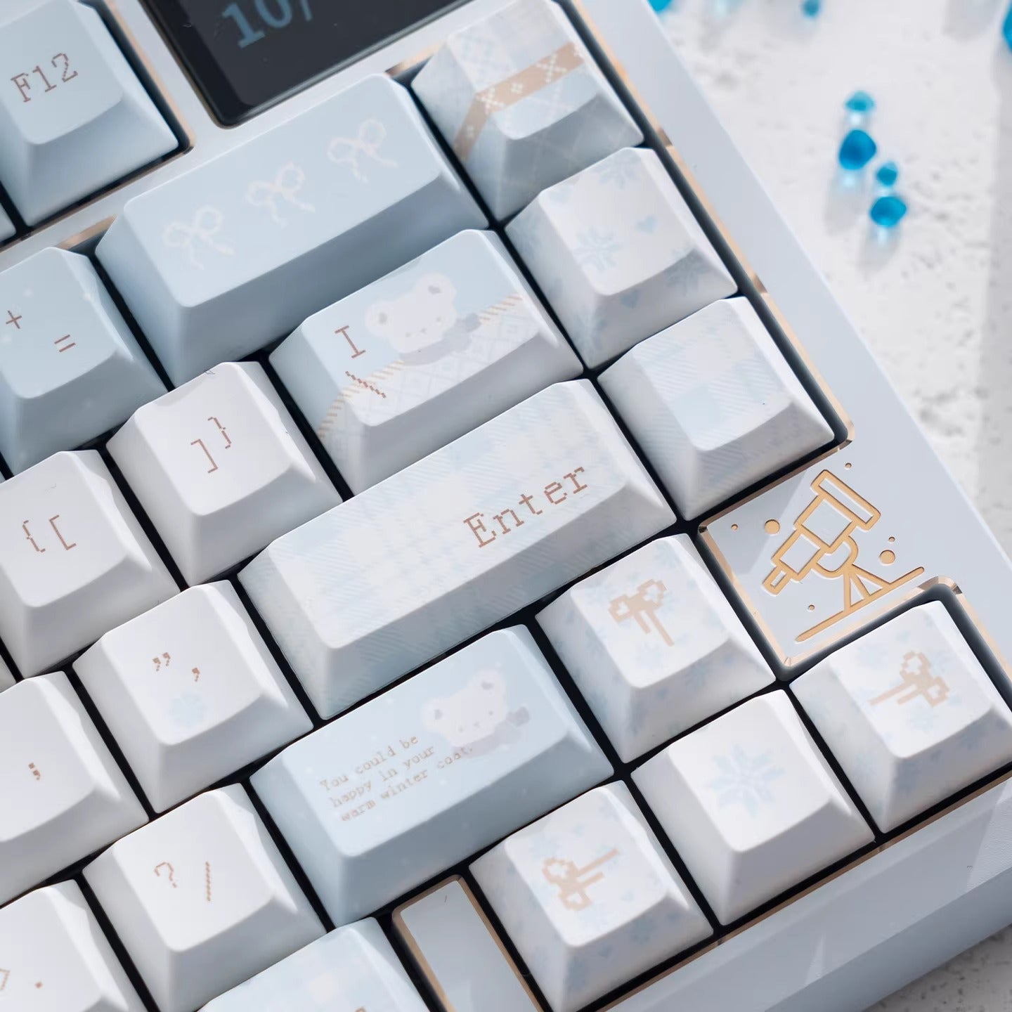 URE Winter Letter Cute Keycap Set, Cherry Profile, Dye Sub PBT + PC