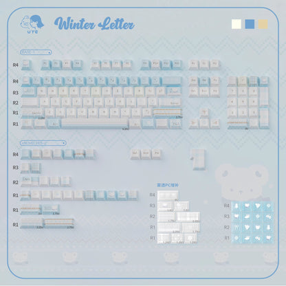 URE Winter Letter Cute Keycap Set, Cherry Profile, Dye Sub PBT + PC