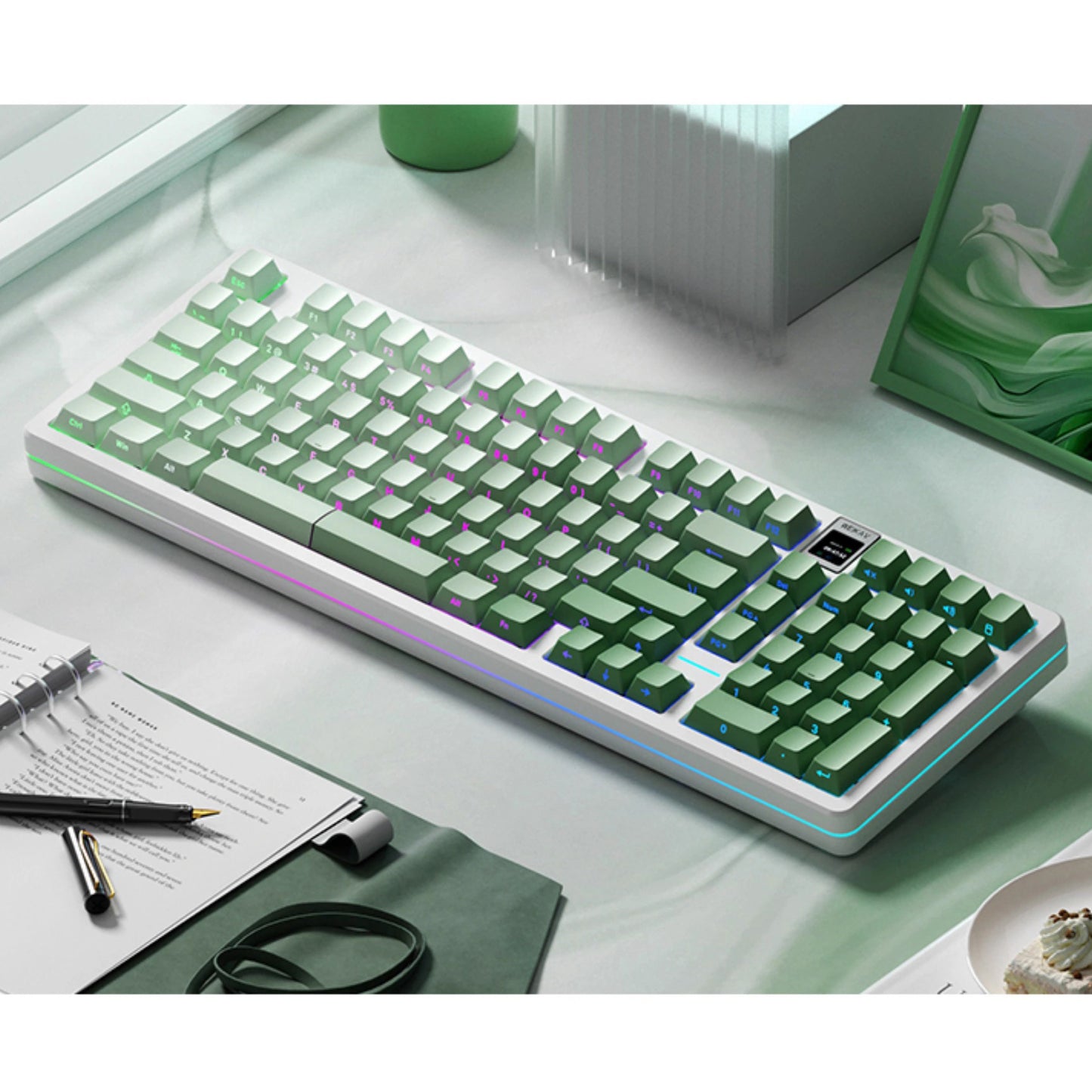 Diagonal Gradient Shine Through, Side Printed Keycap Set, Cherry Profile, Double Shot PBT Key Cap