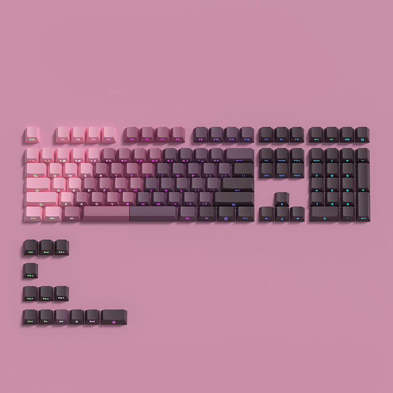Diagonal Gradient Shine Through, Side Printed Keycap Set, Cherry Profile, Double Shot PBT Key Cap