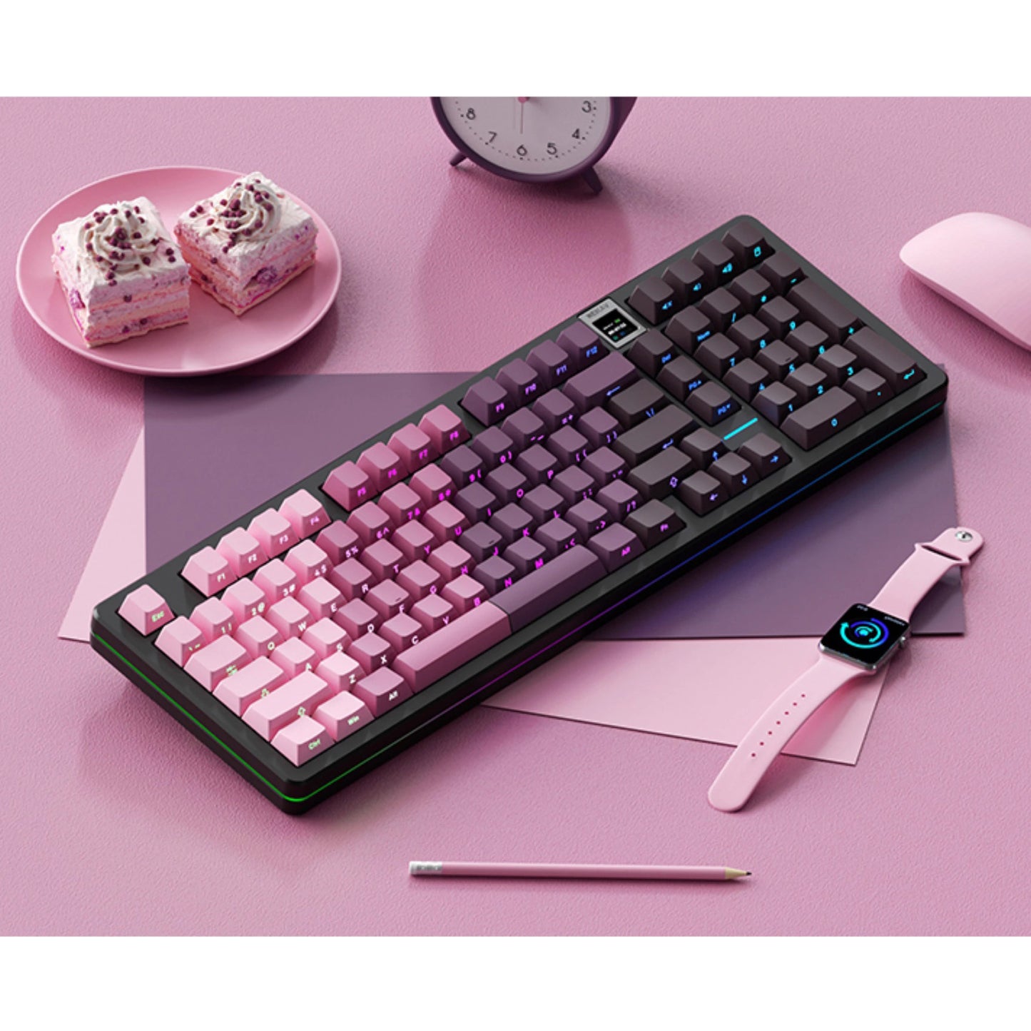 Diagonal Gradient Shine Through, Side Printed Keycap Set, Cherry Profile, Double Shot PBT Key Cap