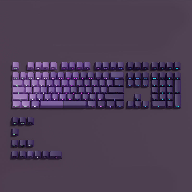 Diagonal Gradient Shine Through, Side Printed Keycap Set, Cherry Profile, Double Shot PBT Key Cap