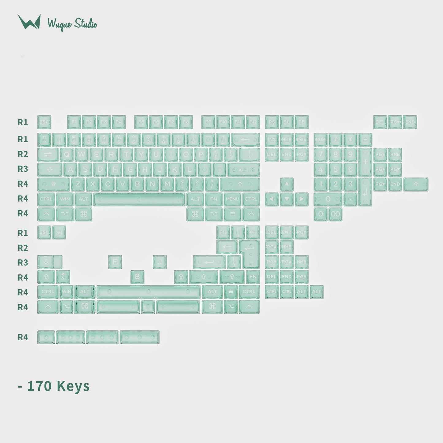 Wuque Studio Amber Transparent Keycap Set, OSA profile