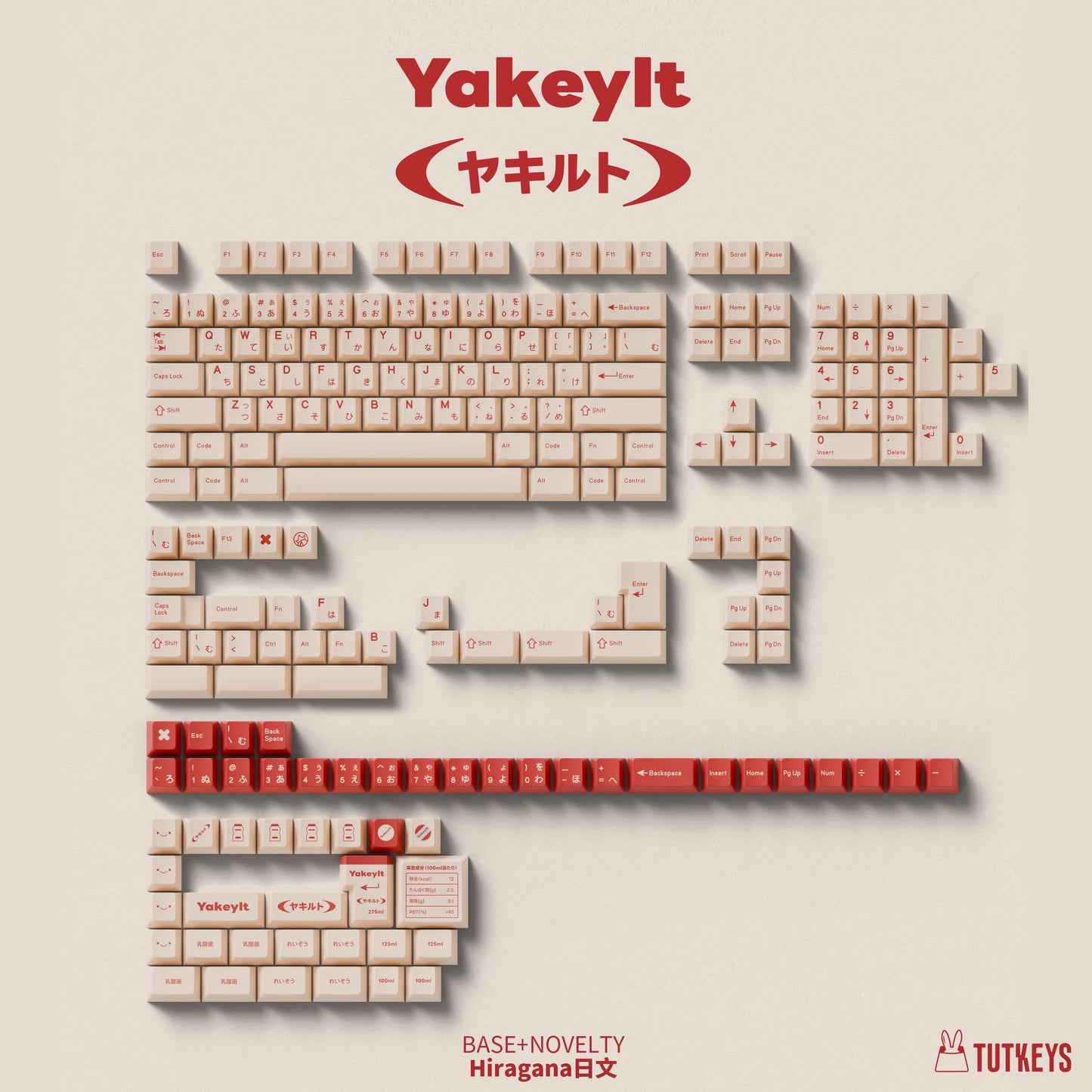TUT Yakeylt R2 Keycap Set, Cherry Profile, Dye Sub PBT Key Cap Set