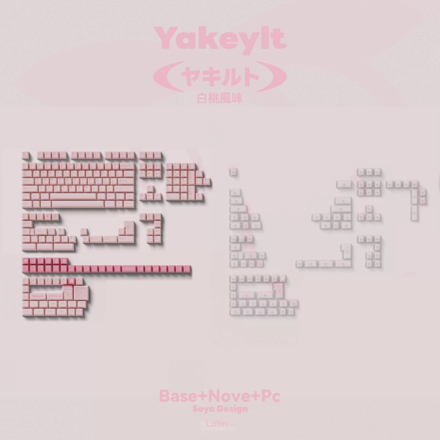 Yakeylt Pink Keycap Set, Cherry Profile, Dye Sub PBT Key Cap Set