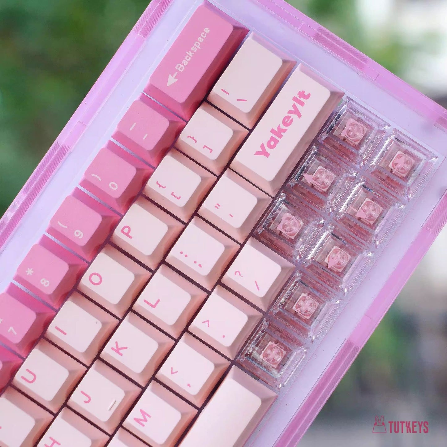 Yakeylt Pink Keycap Set, Cherry Profile, Dye Sub PBT Key Cap Set